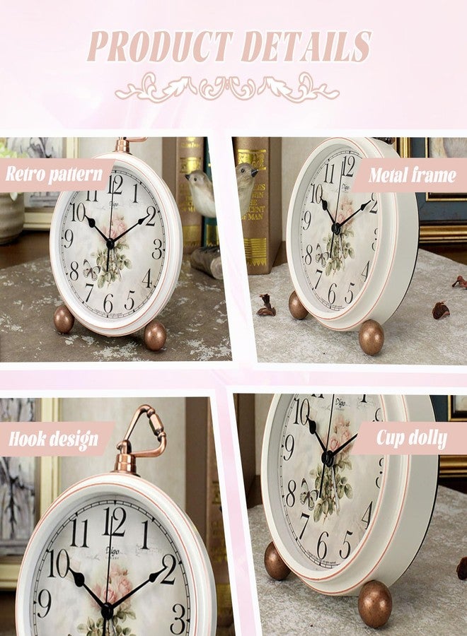 JUSTUP ساعة طاولة كلاسيكية من JUSTUP، مقاس 5.2 بوصة، ساعة مكتبية عتيقة بدون صوت تكتكة، ساعة منبه صغيرة مزخرفة بأرقام كبيرة وزجاج عالي الوضوح، مزودة بمستشعرات للأطفال، ديكور داخلي - Image 3